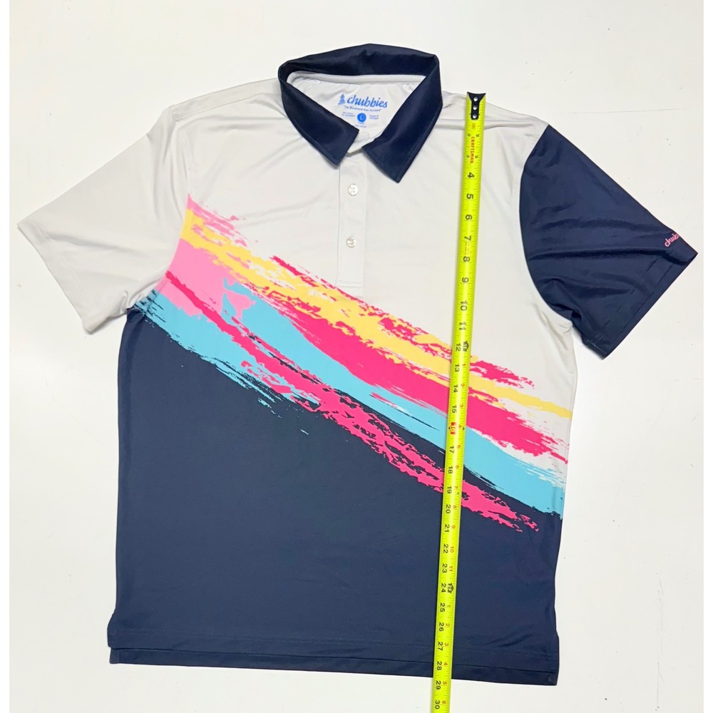 Chubbies Mens Golf Polo Shirt Large Multicolor Brushstroke‎ Print